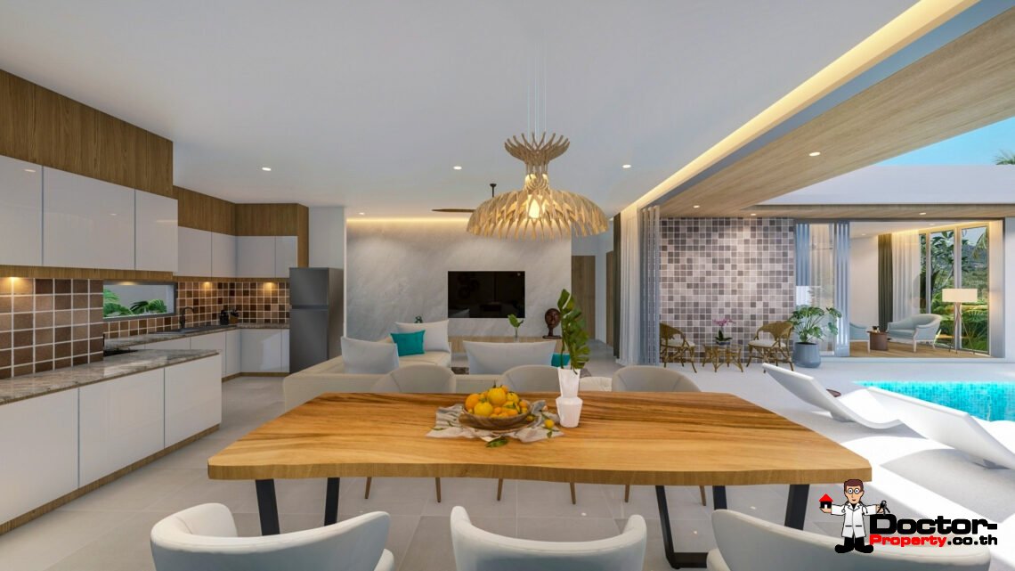 New 3 Bedroom Pool Villa with Sea View near Fisherman’s Village in Bophut, Koh Samui – For Sale